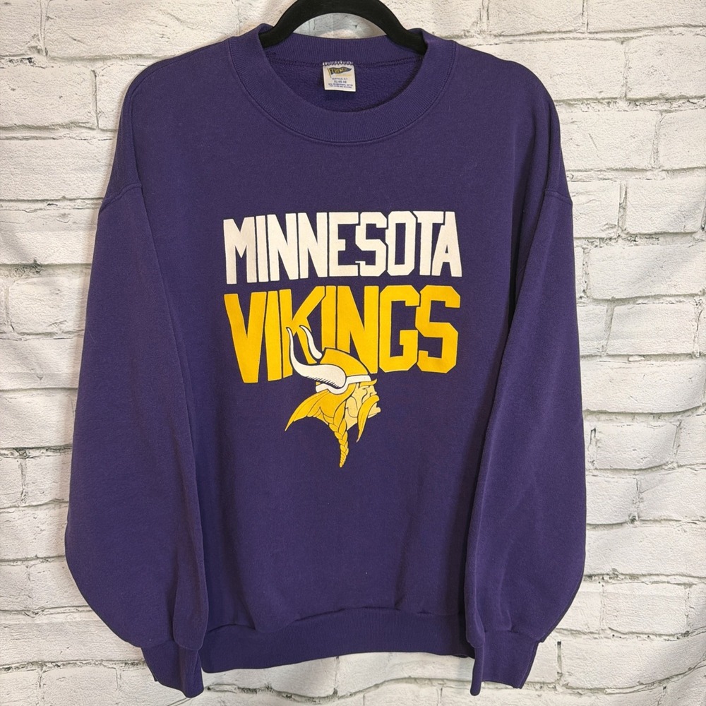 Vintage Minnesota Vikings Sweatshirt XL Trench NFL Purple 90s Retro
